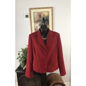 Harve Bernard Womens Collar Lapel Long Sleeve Three Button Jacket Red Size 8